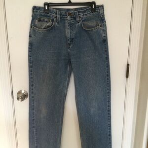 Carhartt Blue Denim Work Jeans Relaxed Fit 33x34 Cotton Grunge Casual B460 lvb